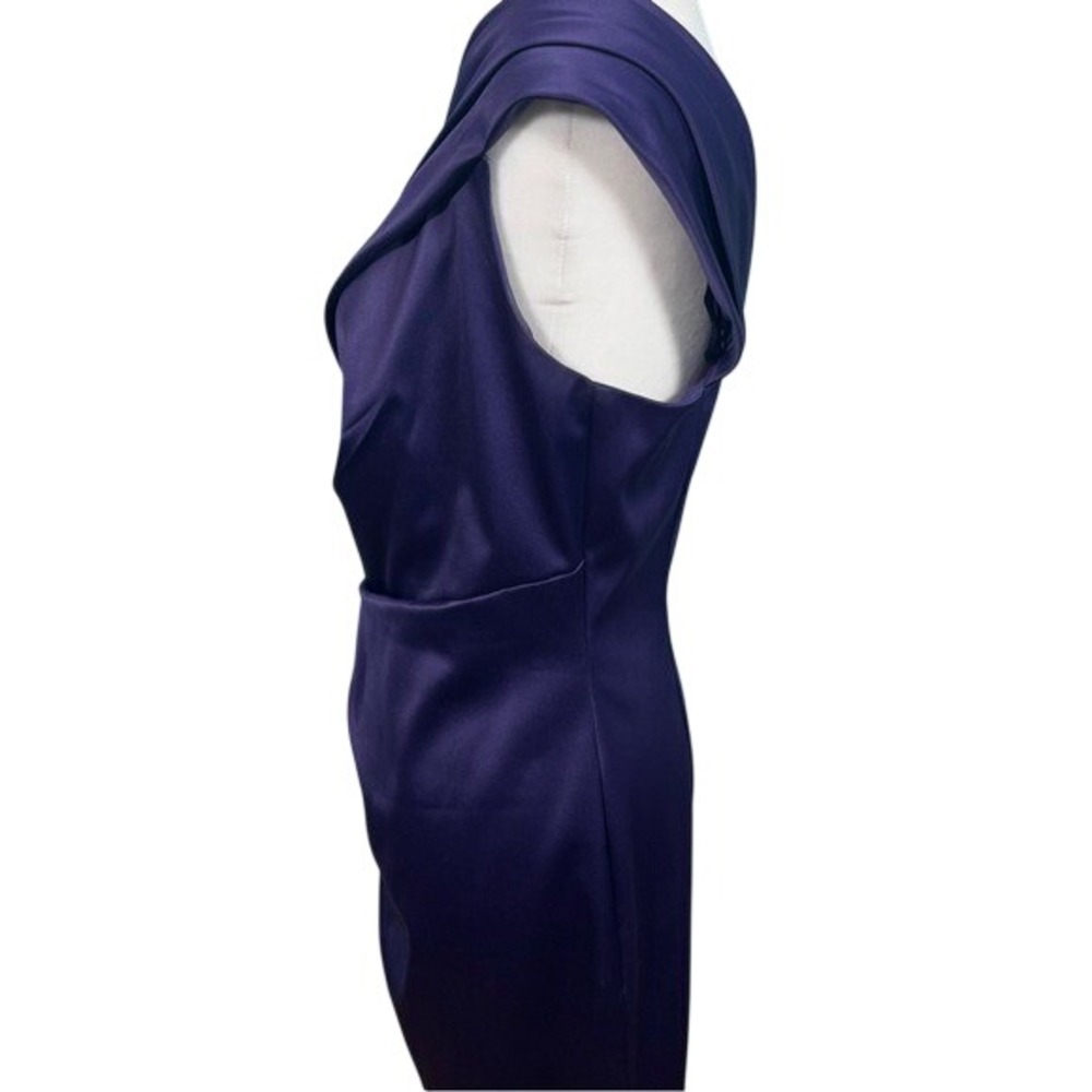 Eliza J One-Shoulder Midi Length Purple Satin Dress with Sequins Size 8 Pristine - Picture 10 of 12